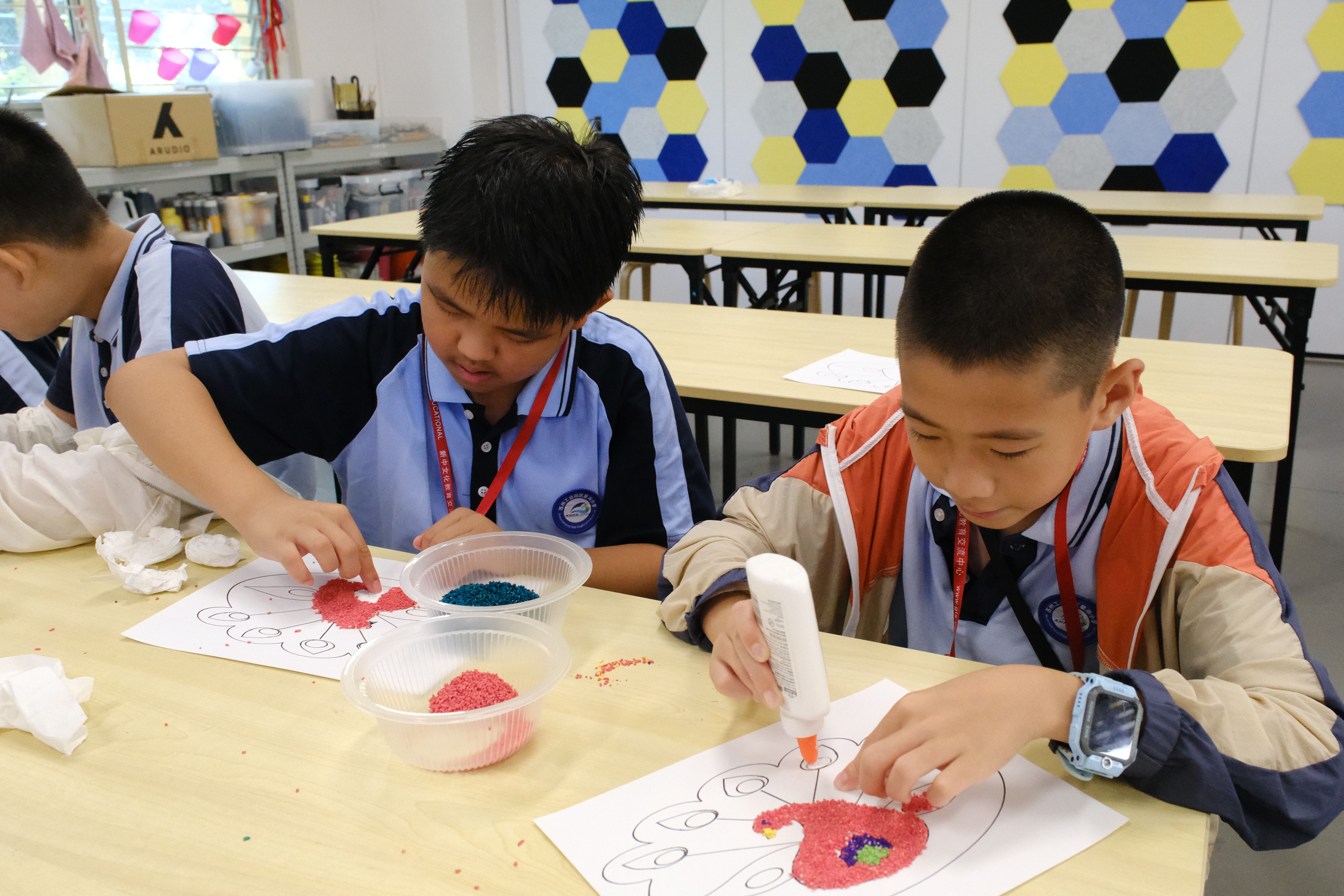 Students enjoyed creating colourful kolam designs while learning about its cultural significance.